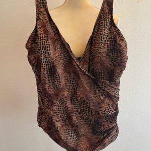 Classic Miraclesuit one piece bathing suit, snakeskin print, 20W